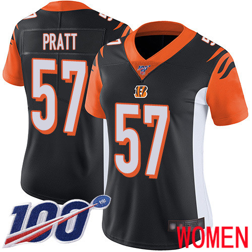 Cincinnati Bengals Limited Black Women Germaine Pratt Home Jersey NFL Footballl #57 100th Season Vapor Untouchable->women nfl jersey->Women Jersey